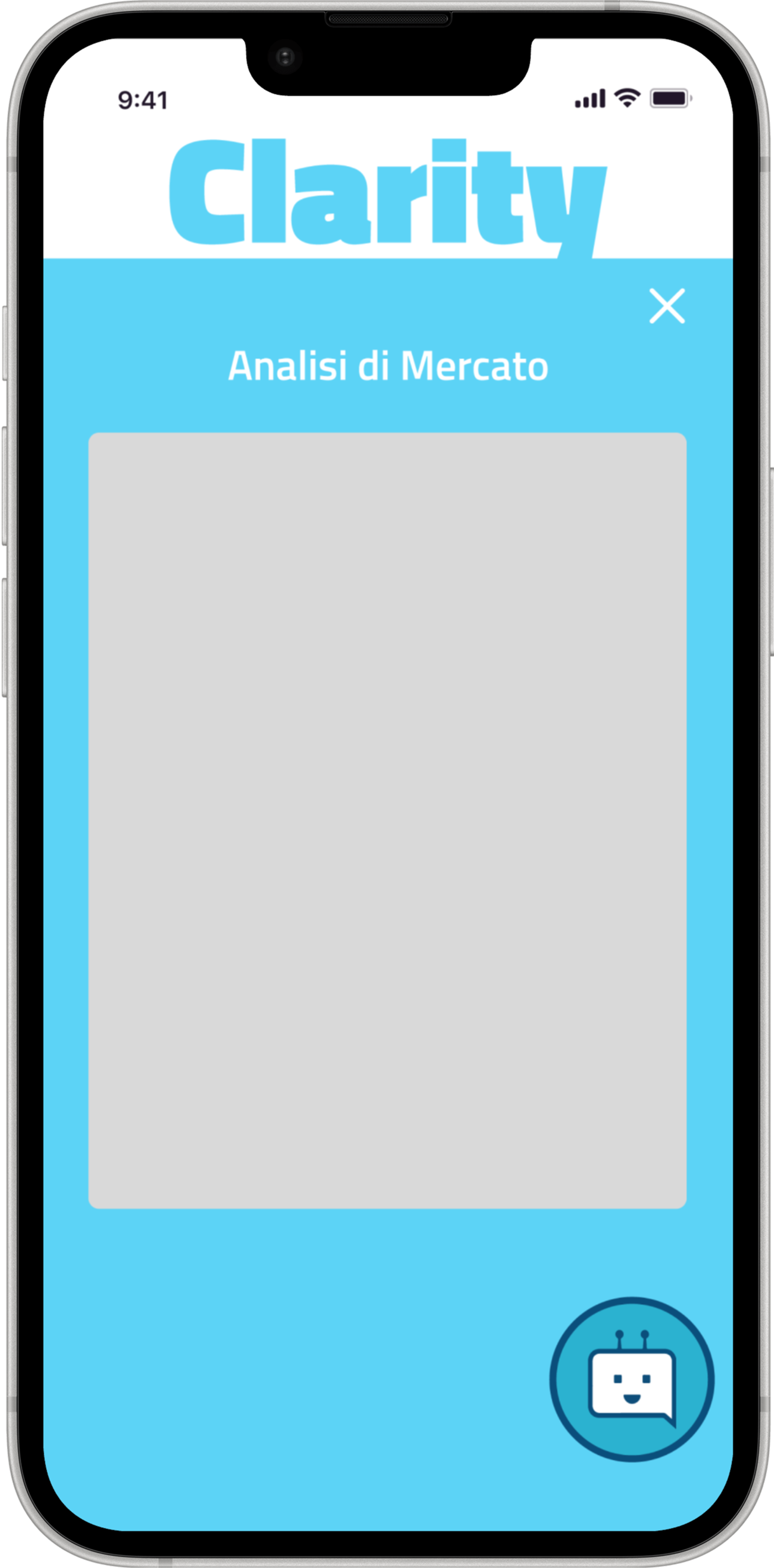 Clarity &mdash; the Analisi di Mercato screen showing a market report