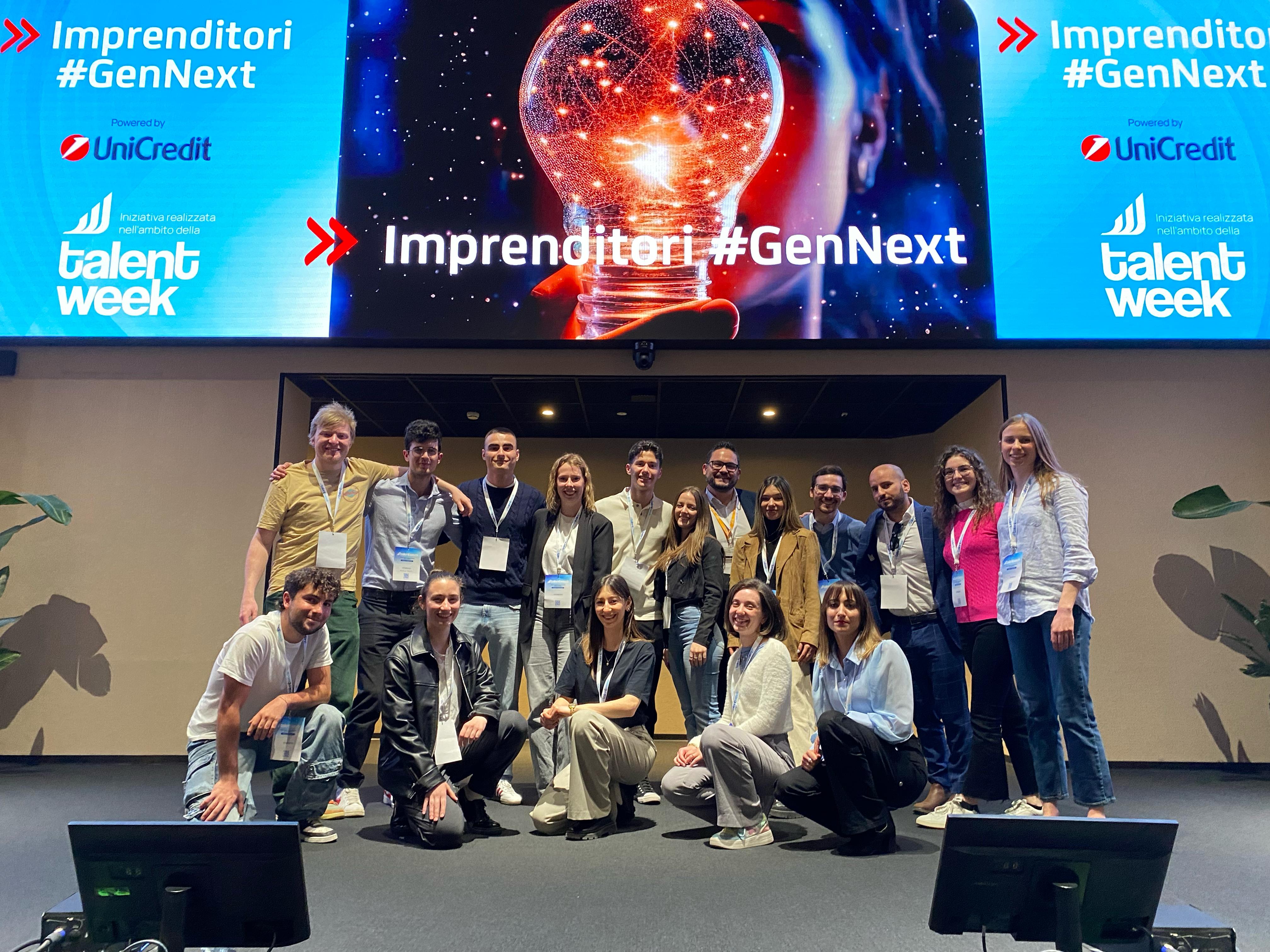 The Clarity team on stage at the Imprenditori #GenNext final during Talent Week in Padova