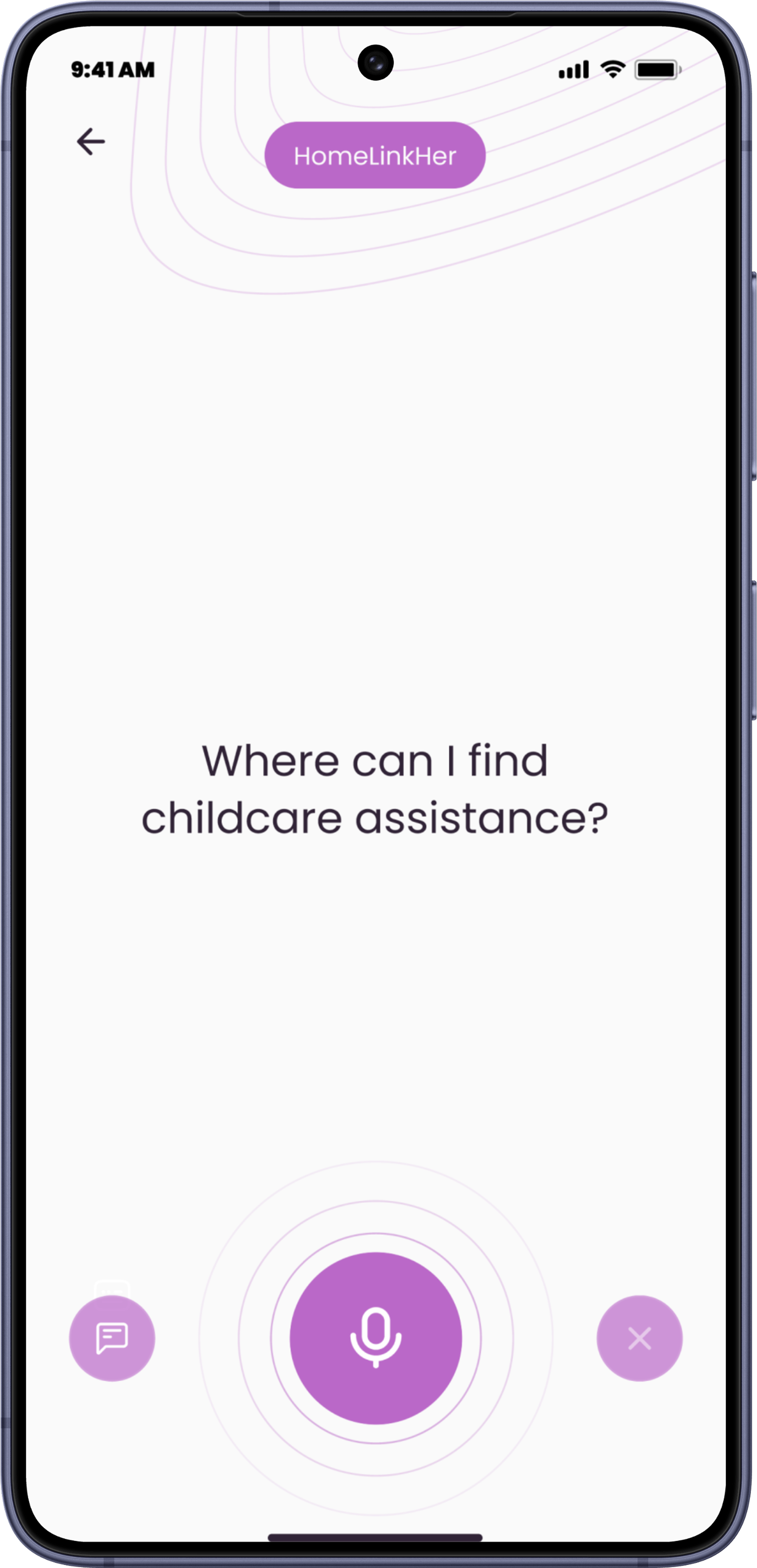 HomeLinkHer &mdash; the voice assistant listening to a spoken question about childcare assistance