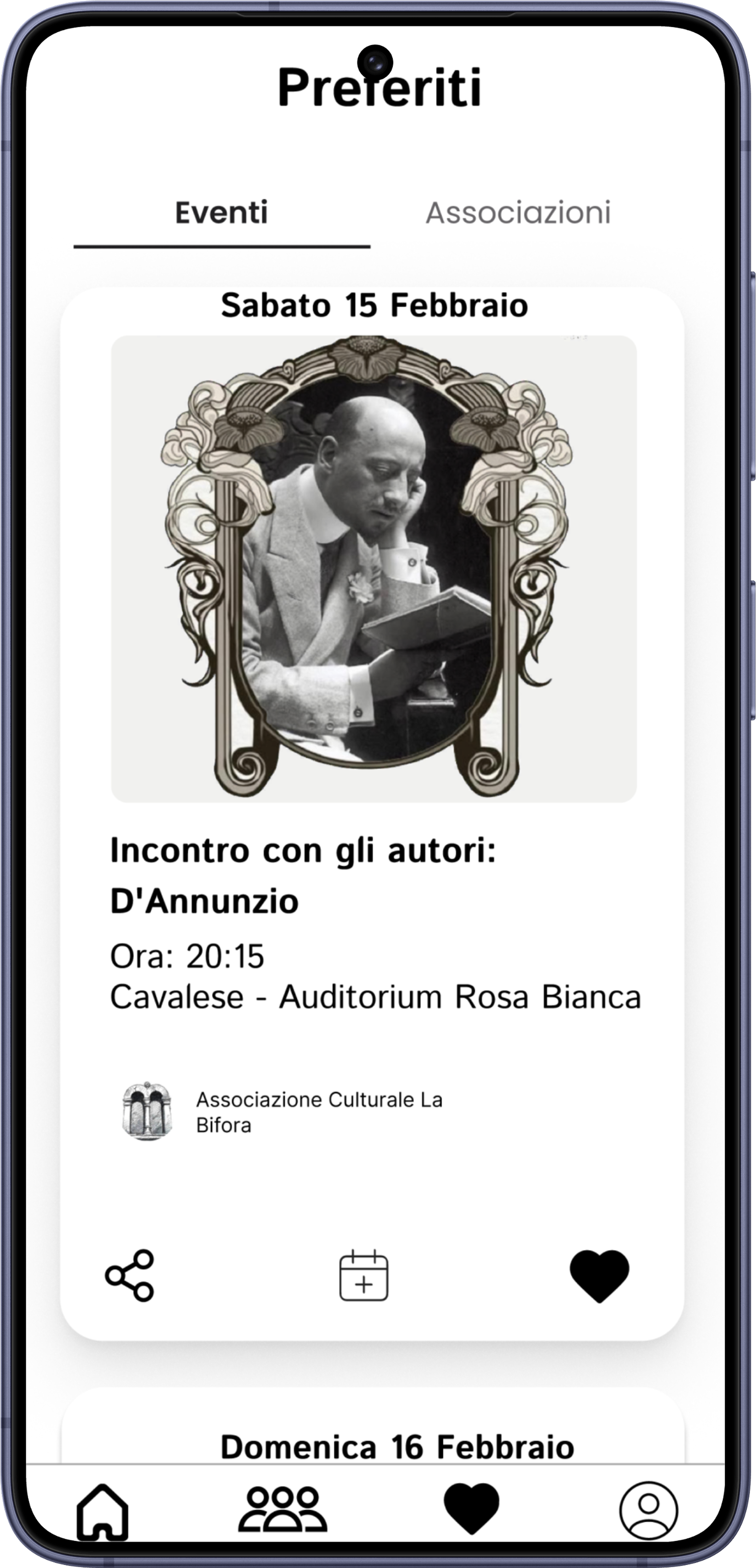 InValle — Favorite Events screen