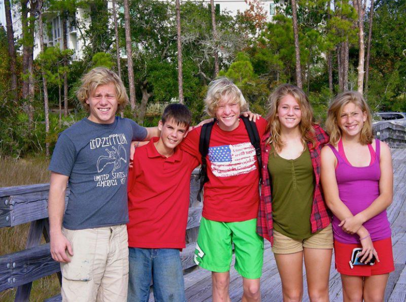 Gabriele Tealdo with four American classmates during his exchange year in the United States